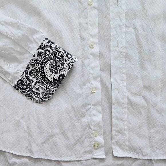 Etro SPA Contrast Paisley Collar & Cuffs Dress Shirt – Size 39 (US M), White - Picture 7 of 11